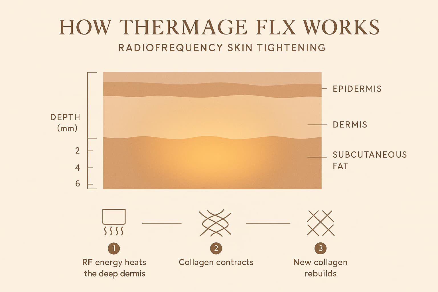 Thermage FLX 单极射频作用示意图
