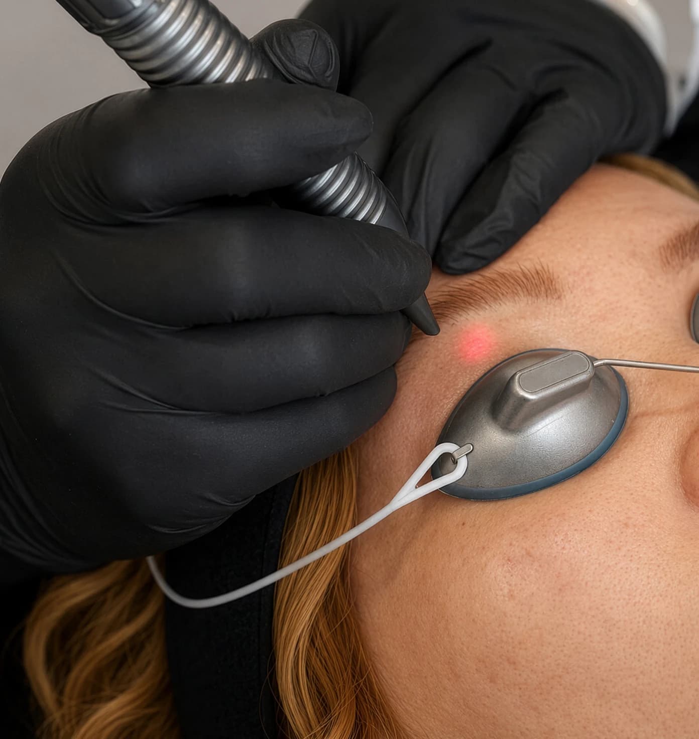 Fotona SmoothEye laser treatment with protective eye shields
